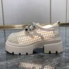 Off white women woven mesh hidden lift elevator loafer 6cm height boost platform shoe breathable hollow upper
