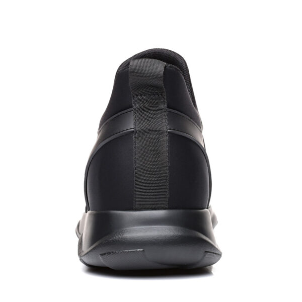 All black men hidden lift elevator shoe rear heel view pull tab height boost platform sneaker