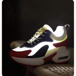 Breathable mesh knit upper women hidden lift elevator shoe light penetration display height boost sneaker