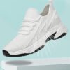 White knit men elevator shoes breathable hidden lift height boost platform sneaker lifestyle poster