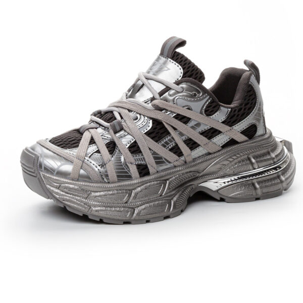Women's height boost sneakers with hidden lift in a grey platform design