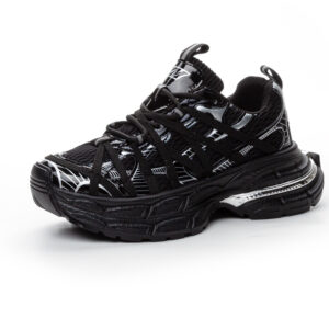 Women's height boost sneakers with hidden lift in black platform design