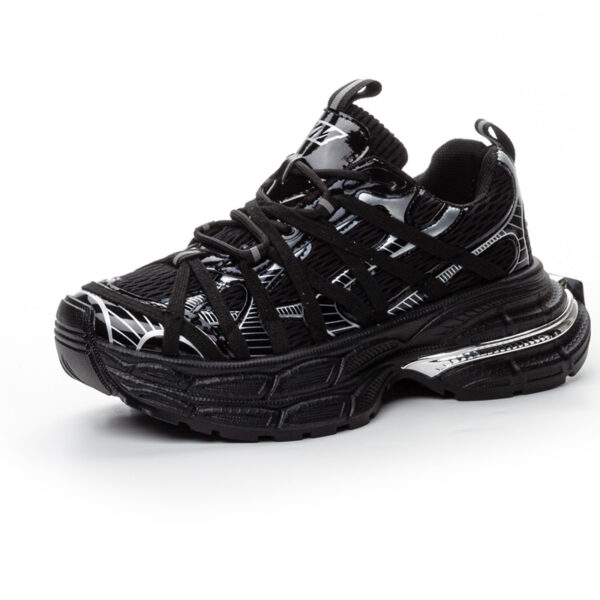 Women's height boost sneakers with hidden lift in black platform design