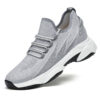 Men gray knit hidden lift elevator shoes 8cm height boost platform sneaker side view
