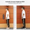 Women's height boost sneakers showing 8cm instant height increase with before-and-after comparison