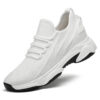 Men white knit hidden lift elevator shoes 8cm height boost platform sneaker side view