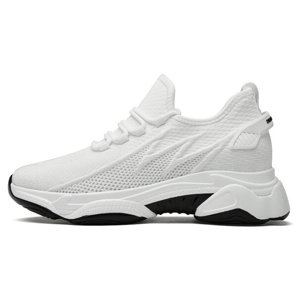 Women's 8cm invisible height boost sneakers - white knit elevator shoes