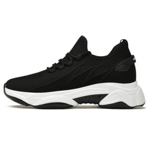 Women's 8cm invisible height boost sneakers - black knit elevator shoes