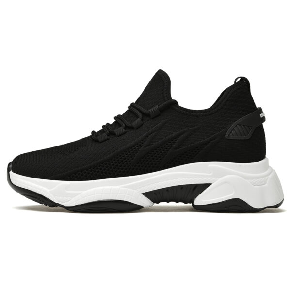Women's 8cm invisible height boost sneakers - black knit elevator shoes