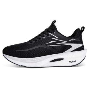 Black white unisex hidden heel height increase running shoes breathable mesh thick sole sports sneakers