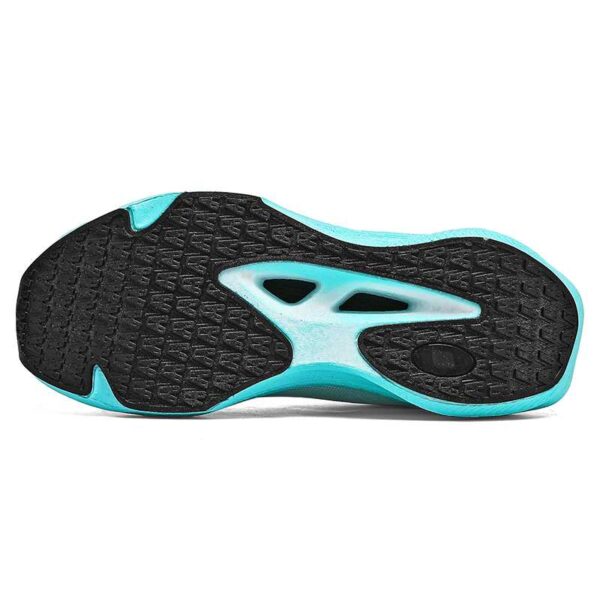 White Cyan Height Increasing Sneakers Unisex Anti Slip Thick Sole Running Shoes Bottom View Bottom view white cyan hidden height increase running shoe, anti-skid textured
